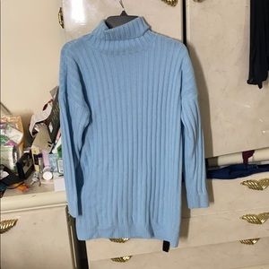 Gorgeous sky blue sweater turtleneck dress